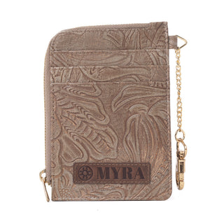 Myra Summer Grove Embossed Leather Credit Card Holder in Desert Taupe, Myra USA - A Blissfully Beautiful Boutique
