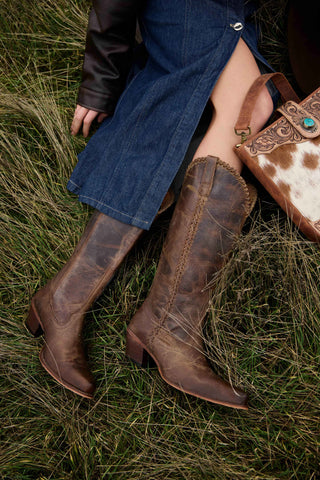 Myra Maple Creek Handtooled Bag in Sandroot Brown, Myra USA - A Blissfully Beautiful Boutique
