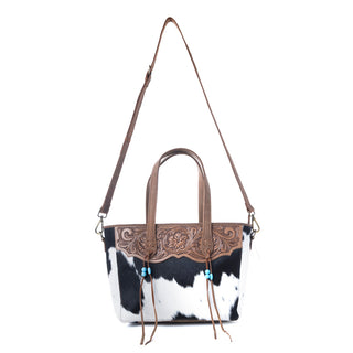 Myra Saddle Crestfall Handtooled Bag in Cowhide Frost, Myra USA - A Blissfully Beautiful Boutique