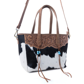 Myra Saddle Crestfall Handtooled Bag in Cowhide Frost, Myra USA - A Blissfully Beautiful Boutique