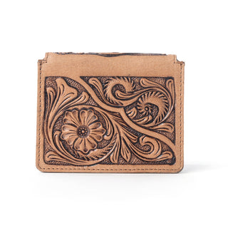Myra Azura Bloom Leather Credit Card Holder in Saddle Dust, Myra USA - A Blissfully Beautiful Boutique