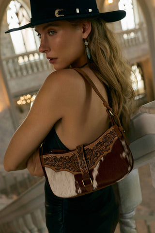 Myra Yellowstone Timberline Handtooled Bag in Walnut Brown, Myra USA - A Blissfully Beautiful Boutique