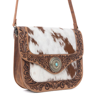 Myra Yellowstone Frontier Ridge Handtooled Bag in Oat Mocha, Myra USA - A Blissfully Beautiful Boutique