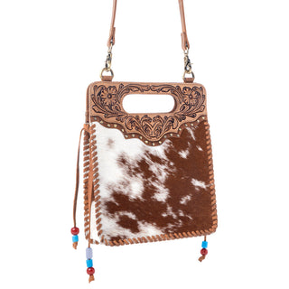 Myra Yellowstone Lone Creek Handtooled Bag in Ivory Mahogany, Myra USA - A Blissfully Beautiful Boutique