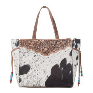 Myra Yellowstone Winter Prairie Handtooled Bag in Ivory Toffee, Myra USA - A Blissfully Beautiful Boutique