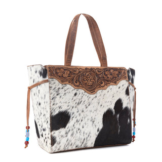 Myra Yellowstone Winter Prairie Handtooled Bag in Ivory Toffee, Myra USA - A Blissfully Beautiful Boutique