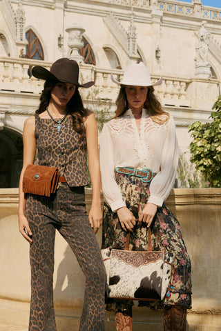 Myra Yellowstone Winter Prairie Handtooled Bag in Ivory Toffee, Myra USA - A Blissfully Beautiful Boutique