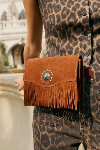Myra Yellowstone Highland Range Suede Leather Belt Bag in Desert Tan, Myra USA - A Blissfully Beautiful Boutique