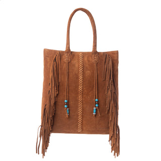 Myra Yellowstone Desert Creek Fringed Suede Leather Concealed Carry Bag in Sand Brown, Myra USA - A Blissfully Beautiful Boutique