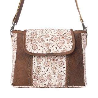 Myra Oakline Cotton & Leather Shoulder Bag in Mocha Beige, Myra USA - A Blissfully Beautiful Boutique