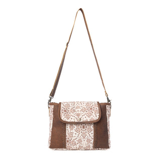Myra Oakline Cotton & Leather Shoulder Bag in Mocha Beige, Myra USA - A Blissfully Beautiful Boutique