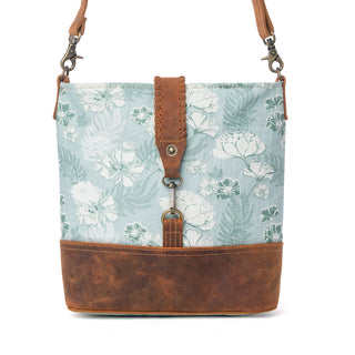 Myra Sagefield Cotton & Leather Shoulder Bag in Mint Brown, Myra USA - A Blissfully Beautiful Boutique