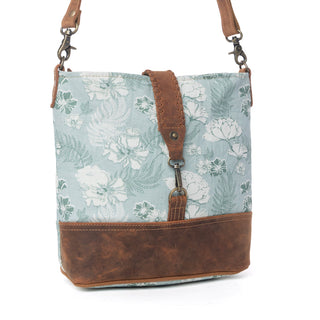Myra Sagefield Cotton & Leather Shoulder Bag in Mint Brown, Myra USA - A Blissfully Beautiful Boutique