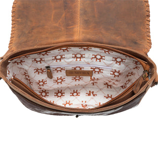 Myra Honey Field Hairon Leather Messenger Bag in Sable Mist, Myra USA - A Blissfully Beautiful Boutique