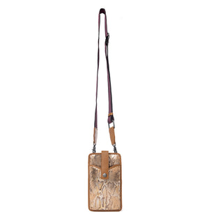Myra Cedar Snake Print Leather Cell Phone Holder in Toffee Patch, Myra USA - A Blissfully Beautiful Boutique
