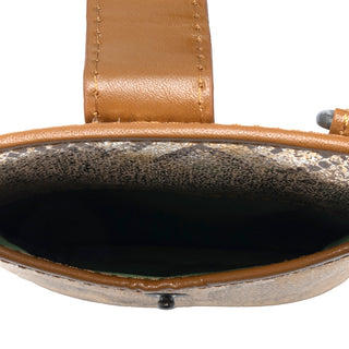 Myra Cedar Snake Print Leather Cell Phone Holder in Toffee Patch, Myra USA - A Blissfully Beautiful Boutique