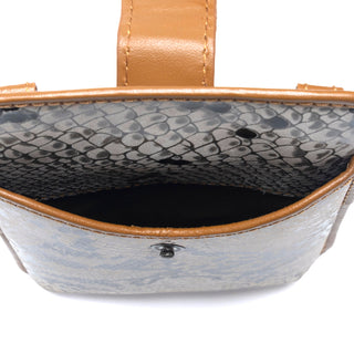 Myra Cedar Snake Print Leather Cell Phone Holder in Ebony Cream, Myra USA - A Blissfully Beautiful Boutique