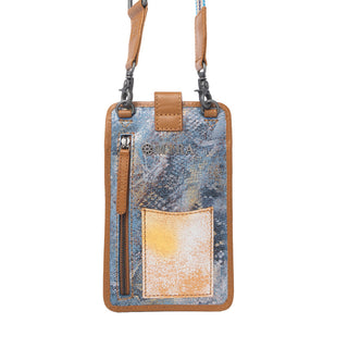 Myra Cedar Snake Print Leather Cell Phone Holder in Turquoise Sand, Myra USA - A Blissfully Beautiful Boutique