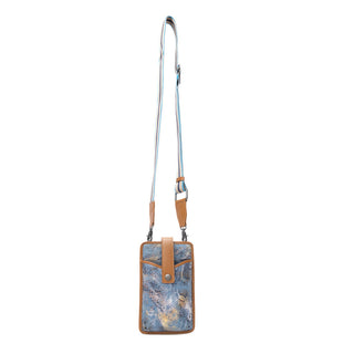 Myra Cedar Snake Print Leather Cell Phone Holder in Turquoise Sand, Myra USA - A Blissfully Beautiful Boutique