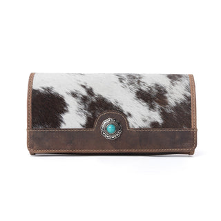 Myra Rustwood Concho Leather Women’s Wallet in Charcoal Cream, Myra USA - A Blissfully Beautiful Boutique