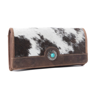 Myra Rustwood Concho Leather Women’s Wallet in Charcoal Cream, Myra USA - A Blissfully Beautiful Boutique