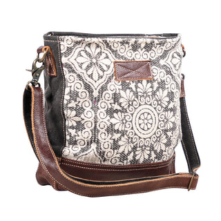Myra Freaky Leather Shoulder Bag - Tribal Floral Print with Leather Trim for Everyday Bohemian Chic, Myra USA - A Blissfully Beautiful Boutique