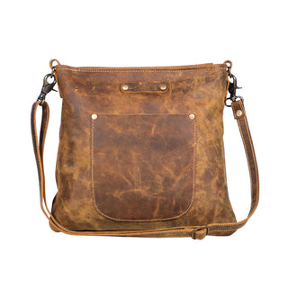 Myra Beast Leather Messenger Bag for Women Distressed Brown Full-Grain Leather with Adjustable Strap and Front Pocket, Myra USA - A Blissfully Beautiful Boutique
