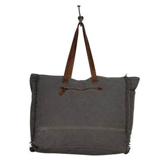 Myra Cosmopolitan Weekender Tote Bag Fringed Edges, Aztec Print Design with Buckle Flap Closure for Travel, Myra USA - A Blissfully Beautiful Boutique