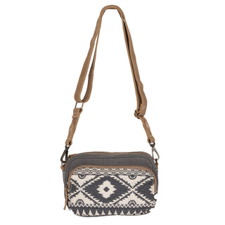 Myra Temptation Tribal Pattern Small Crossbody Bag for Women â€“ Geometric Canvas Front, Adjustable Leather Strap for Everyday Western Style, Myra USA - A Blissfully Beautiful Boutique