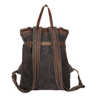 Myra Vibe with Me Hairon Canvas Backpack for Women Mandala Print, Leather Straps for Boho Travel & Western Day Trips, Myra USA - A Blissfully Beautiful Boutique