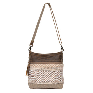 Myra Blending Taste Aztec Print Shoulder Bag for Women Brown Suede Leather, Adjustable Strap, Rustic Daily Carry, Myra USA - A Blissfully Beautiful Boutique