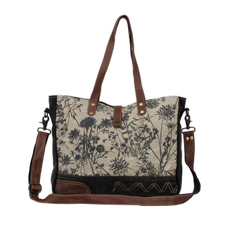 Myra Mystique Canvas Leather Messenger Bag - Dual Strap Floral Satchel with Vintage Print and Adjustable Crossbody Design, Myra USA - A Blissfully Beautiful Boutique