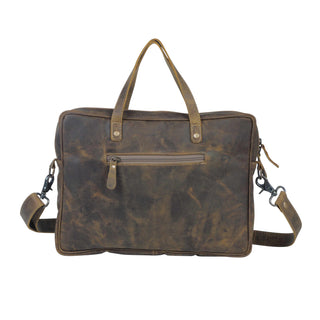 Myra Serenity Hair-On Leather Laptop Bag - Western Office Tote with Detachable Strap and Spacious Interior for Easy Carry, Myra USA - A Blissfully Beautiful Boutique