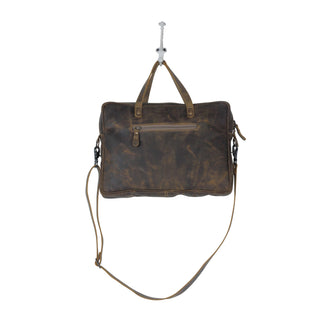Myra Serenity Hair-On Leather Laptop Bag - Western Office Tote with Detachable Strap and Spacious Interior for Easy Carry, Myra USA - A Blissfully Beautiful Boutique