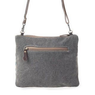 Myra Tufts Pattern Woven Hairon Crossbody â€“ Tribal Geometric Print with Leather Strap and Studded Accents, Myra USA - A Blissfully Beautiful Boutique