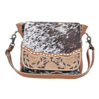 Myra Mangnifique Hairon Leather Crossbody Bag – Handtooled Flap, Concealed Carry Pocket & Adjustable Strap, Myra USA - A Blissfully Beautiful Boutique