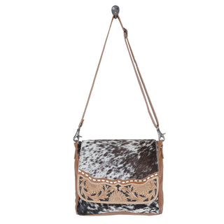 Myra Mangnifique Hairon Leather Crossbody Bag – Handtooled Flap, Concealed Carry Pocket & Adjustable Strap, Myra USA - A Blissfully Beautiful Boutique