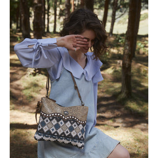Myra Tincture Embossed Leather Crossbody Bag for Women Aztec Pattern, Adjustable Strap for Rodeo Style, Myra USA - A Blissfully Beautiful Boutique