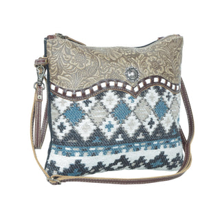 Myra Tincture Embossed Leather Crossbody Bag for Women Aztec Pattern, Adjustable Strap for Rodeo Style, Myra USA - A Blissfully Beautiful Boutique