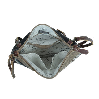 Myra Tincture Embossed Leather Crossbody Bag for Women Aztec Pattern, Adjustable Strap for Rodeo Style, Myra USA - A Blissfully Beautiful Boutique