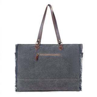 Myra Rosalinda Cross Stitched Hairon Leather Weekender Bag - Spacious Travel Tote with Stitch Trim and Durable Shoulder Straps, Myra USA - A Blissfully Beautiful Boutique