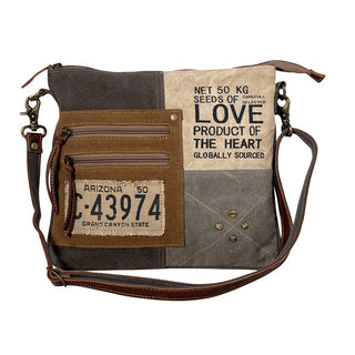 Myra Seeds of Love Crossbody Bag - Vintage Patch Leather Shoulder Bag with Zippered Pockets for Western Style, Myra USA - A Blissfully Beautiful Boutique