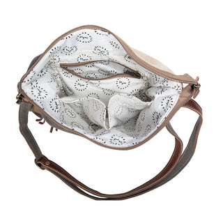 Myra Seeds of Love Crossbody Bag - Vintage Patch Leather Shoulder Bag with Zippered Pockets for Western Style, Myra USA - A Blissfully Beautiful Boutique