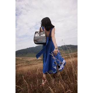 Myra Mountain Trail Convertible Crossbody Bag – Turquoise Embossed Leather & Hairon Panel with Ring Accent, Myra USA - A Blissfully Beautiful Boutique
