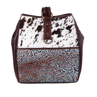 Myra Mountain Trail Convertible Crossbody Bag – Turquoise Embossed Leather & Hairon Panel with Ring Accent, Myra USA - A Blissfully Beautiful Boutique