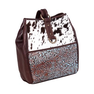 Myra Mountain Trail Convertible Crossbody Bag – Turquoise Embossed Leather & Hairon Panel with Ring Accent, Myra USA - A Blissfully Beautiful Boutique