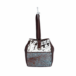Myra Mountain Trail Convertible Crossbody Bag – Turquoise Embossed Leather & Hairon Panel with Ring Accent, Myra USA - A Blissfully Beautiful Boutique