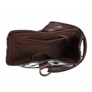 Myra Mountain Trail Convertible Crossbody Bag – Turquoise Embossed Leather & Hairon Panel with Ring Accent, Myra USA - A Blissfully Beautiful Boutique
