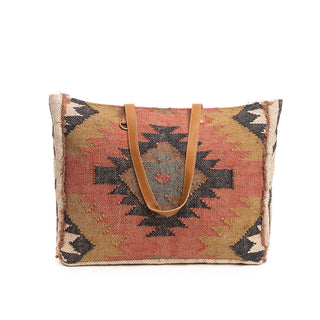Myra Kaliko Hill Canvas Weekender Bag for Women Handwoven Boho Print with Dual Shoulder Handles, Myra USA - A Blissfully Beautiful Boutique