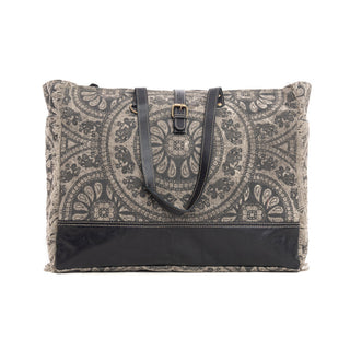 Myra Carmela Printed Canvas Weekender Bag â€“ Leather Handles with Buckle Strap, Spacious Travel Tote for Western Getaways, Myra USA - A Blissfully Beautiful Boutique